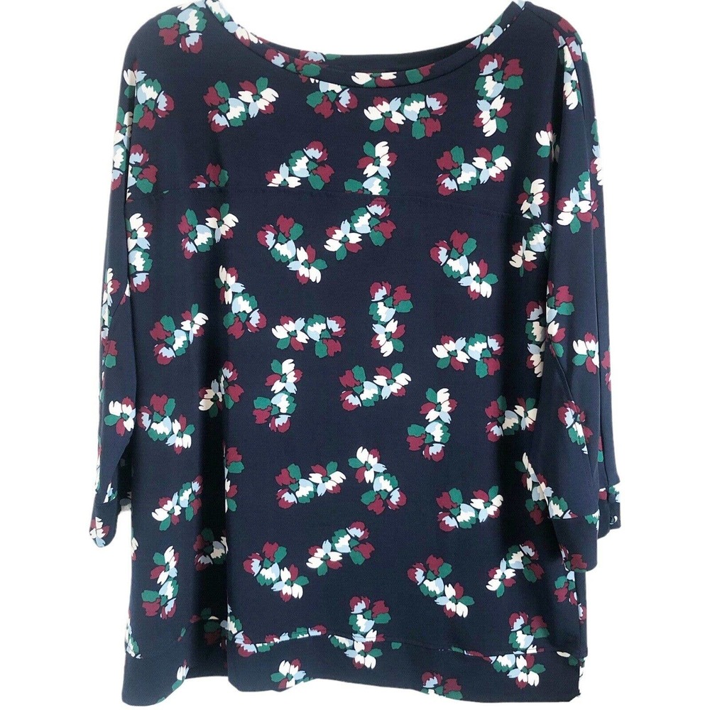 Banana Republic Factory Women's Navy Blue Boatneck 3/4 Sleeve Blouse Size Large